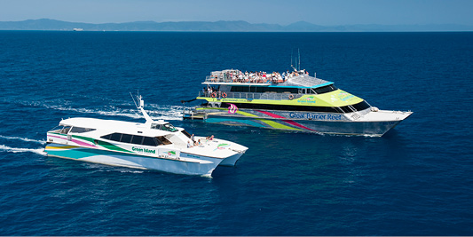 Cairns Tours. Great Barrier Reef. Island visit. Big Cat Green Island Boats for Transfers