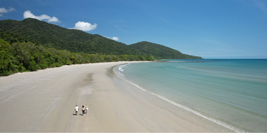 People walking on Cape Tribulation beach. Port Douglas Tour. Family Price. Daintree Rainforest.